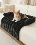Calming Dog Bed/Mat for Couch, Faux Rabbit Fur Pet Sofa Furniture Protector by IUUI