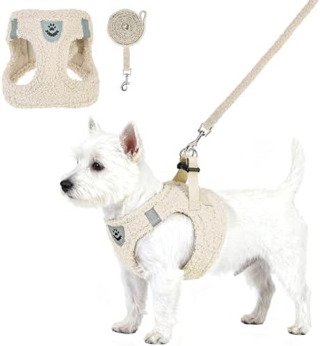 KOOLTAIL Plush Small Dog Harness and Leash Set, Warm Fleece No Pull Puppy Vest by KOOLTAIL
