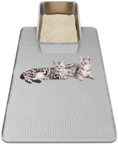 Kalolary Cat Litter Box Mats, Large 34" x 22" Silicone Cat Mat by Kalolary