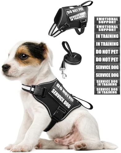 Service Dog Vest Harness and Leash Set+10 Patches by MOOGROUPETSFRIEND