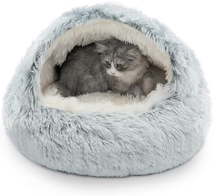 CATISM Cat Bed, Plush Hooded Cat Beds by Petsfriend