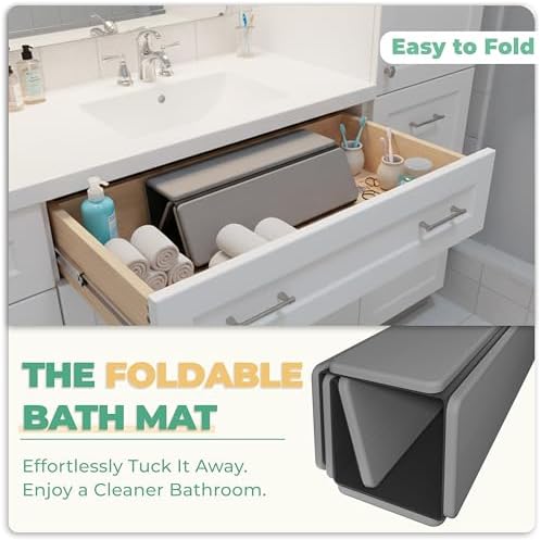 SYIPO Non-Slip Foldable Stone Bath Mat-Diatomite, 23.6 x 15.3”, Light Gray - Image 6