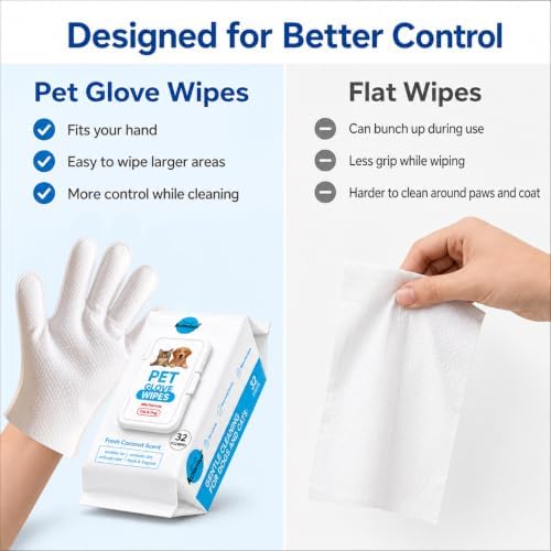 Pet Glove Wipes for Dogs & Cats, Thick Moisturizing Fur Care, Picks Up Loose Fur - Image 5