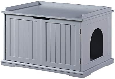 unipaws Cat Litter Box Enclosure Furniture, Hidden Litter Box Cover by unipaws