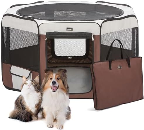 DONORO Dog Playpen Portable Pet Play Pens by DONORO
