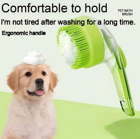 Pet Bath Brush with Shampoo Dispenser, Silicone Bristles, Ergonomic Handle - Image 5