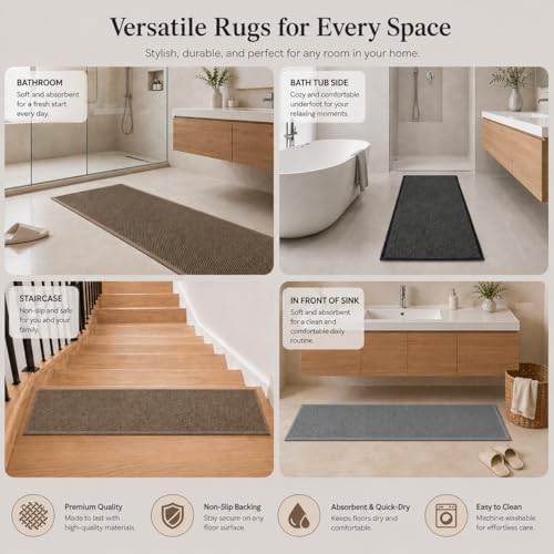 12'' Wide Long Bath Runner Mat, Super Absorbent Non-Slip Bathroom Rug - Image 5