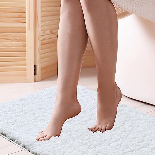 CozeCube 24"x16" White Non Slip Microfiber Bathroom Rug Washable - Image 6