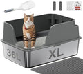 Non-Stick Stainless Steel Litter Box, XL Side Open Splash-Proof&Leak-Proof by Ellenpent