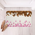 Pixelated Theme Bath Rug, Geometric Grid Shaggy Absorbent Non Slip Floor Mat by Manfei