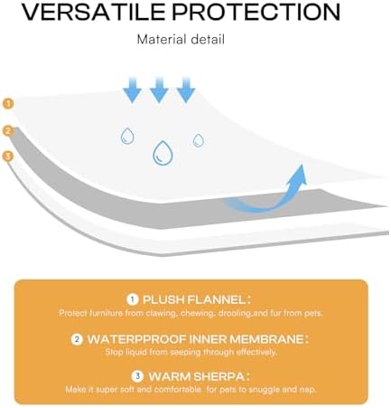 Luciphia Waterproof Bed Blanket Washable, Soft Sherpa Fleece Puppy Reversible - Image 3