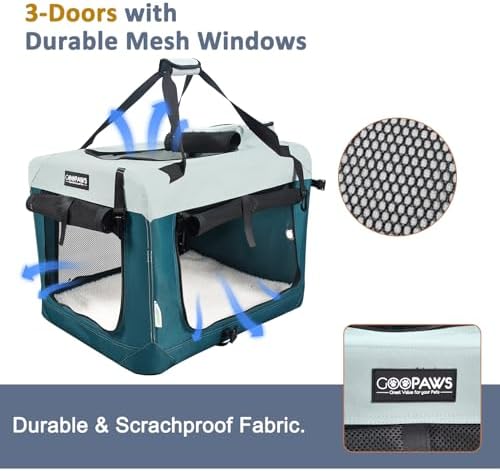 JESPET 3 Door Soft Dog Crates Kennel, Collapsible Travel Pet Carrier - Image 2