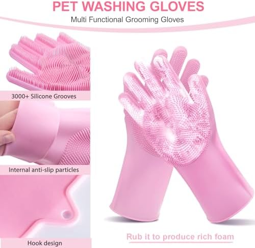 2 PCS Pink Pet Washing Gloves - Image 4
