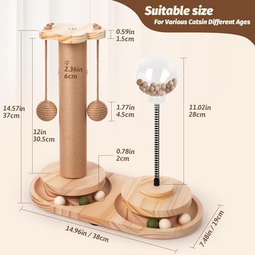 4 in 1 Cat Scratching Post. Wooden Kitten Scratching Post. Kitten Toys - Image 5