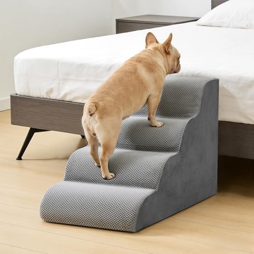 DUMOS Dog Stairs for Small Dogs and Cats, 4-Step Curved Pet Dog Steps - Image 2