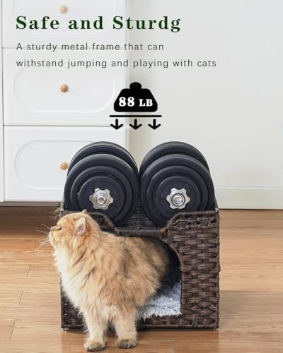 SETVSON Cat Beds Indoor Kitten House, Handwoven PE Rattan Cave - Image 3