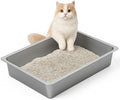 Kirecoo Large Stainless Steel Cat Litter Box Low Entry by Kirecoo