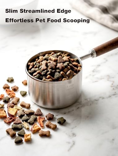 Dog Food Scoop 1 Cup with Cleaning Towel and Drying Rack, 304 Stainless Steel - Image 4