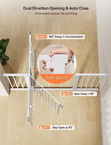 COMOMY 30" Tall Baby Gate for Stairs Doorways, Fits 29.5" to 51.6" Openings - Image 5