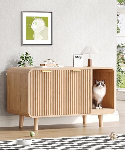 Fluted Cat Litter Box Enclosure Furniture - Image 2