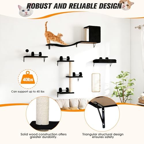 5Pcs Wall Mount Cat Tree & Shelf Furniture - Image 3