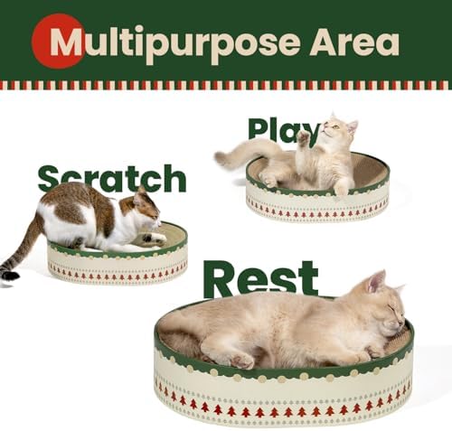 Conlun Oval Cat Scratcher Bed | Scratching Bowl Lounge - Image 3