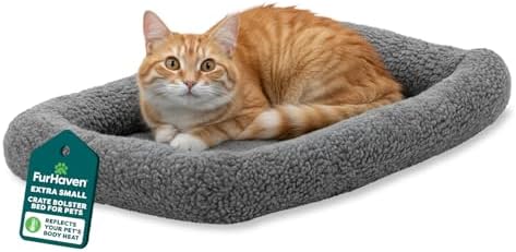 FurHaven Dog Bed for Extra Small Dogs & Cats, Bolster Crate Pad by FurHaven