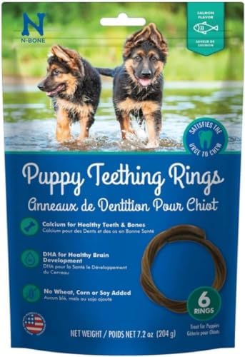 N-Bone Puppy Teething Rings, Salmon Flavor, Natural Puppy Teething Chews & Chew by N-Bone