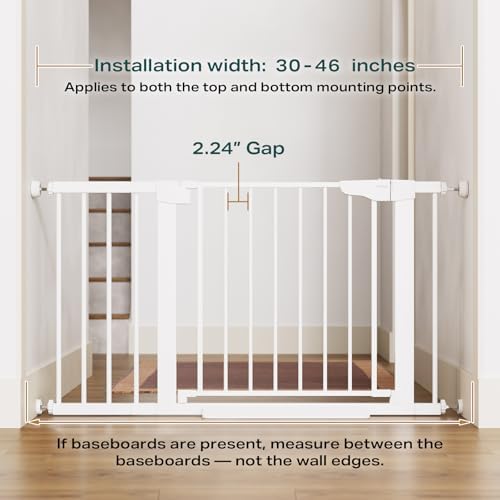 Cumbor 2 Pack 30-46" Baby Gate for Stairs, Auto Close Dog Gate Indoor White - Image 2