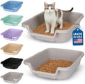 KittyGoHere Senior Cat Litter Box, Small Pan, 2 Pack Misty Gray by NE14pets