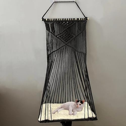 Macrame Hanging Cat Hammock Bed Cat Swing House Space Saving Window Perch - Image 4