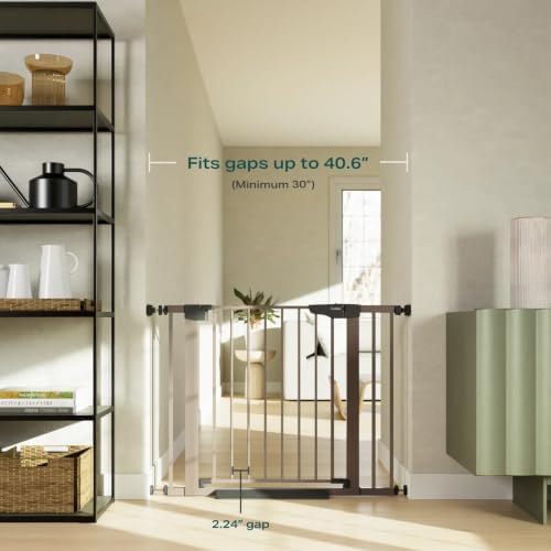 Cumbor 30-40.6 in Baby Gate for Stairs and Doorways, Dog Gate Indoor Brown - Image 2