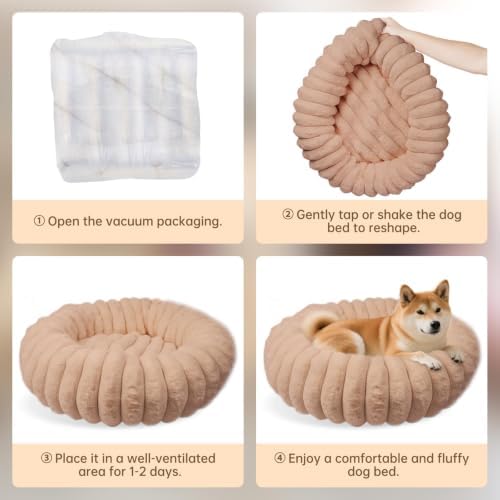 Donut Dog Beds Large Sized Dog Washable Plush Pet Bed, 36in Brown - Image 7