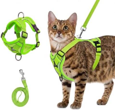 cat Chest Harness and Leash, Anti-Escape Adjustable Soft mesh cat Leash and by Shudyear