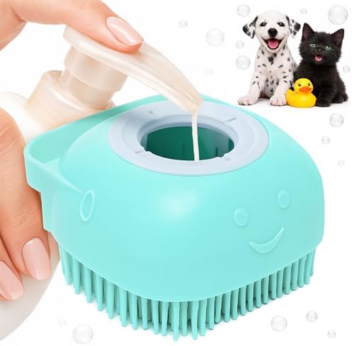 Dog Scrubber with Soap Dispenser, Refillable Silicone Brush by AZZORI
