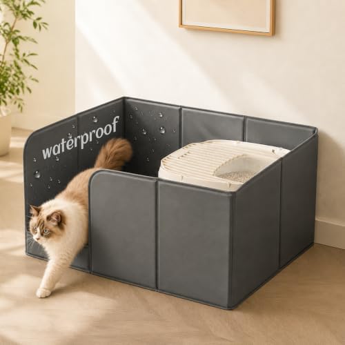 PETKARAY Extra Large Waterproof Cat Litter Box Enclosure Splash Guard by PETKARAY