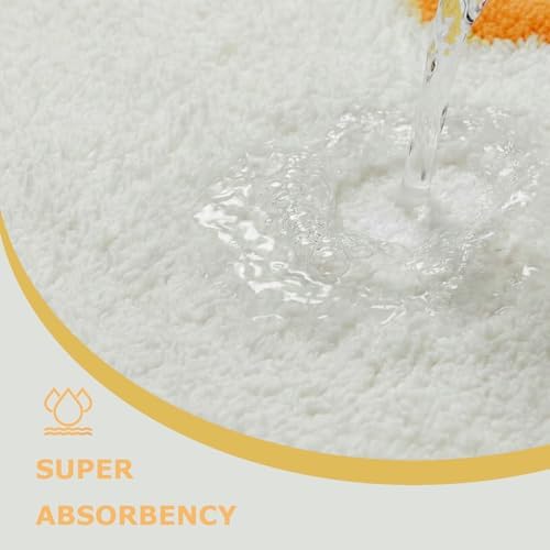Cute Yellow Scalloped Bathroom Mat, Fun Plush Luxury Microfiber Bath Rug - Image 5