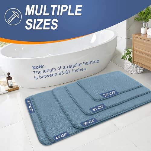 OLANLY Memory Foam Bathroom Runner Rug 45x27, Absorbent Long Mat, Airy Blue - Image 5