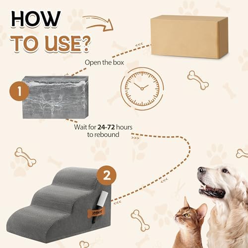Romrol Dog Stairs Ramp for High Bed, 33D Pet Stairs Steps 15.7” H - Image 2
