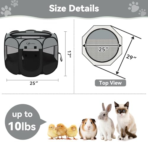 Siedihit Dark Grey Dog Cat Playpen, Puppy Pet Playpen, Small Dogs Tent - Image 3