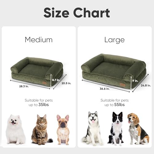 FUKUMARU Dog Couch Bed, Corduroy Cozy Cat Bed, Waterproof, Washable Cover - Image 6