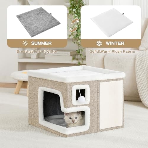 Cat Houses for Indoor Cats, Covered Cat Cave Bed - Image 3