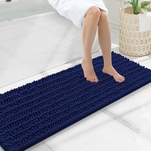 Smiry Bathroom Rugs 47X17, Extra Soft Rubber Backing Chenille Bath Mats by Smiry