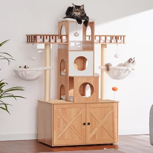 Heybly Cat Tree with Litter Box Enclosure - Image 2