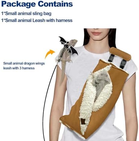 Adjustable Fluffy Bearded Dragon Sling Carrier Bag, Reptile Carrier - Image 7