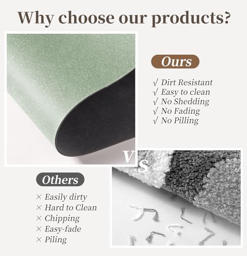 Sage Green Bathroom Mat Rug Sets 2 Piece Stone Bath Mats - Image 6