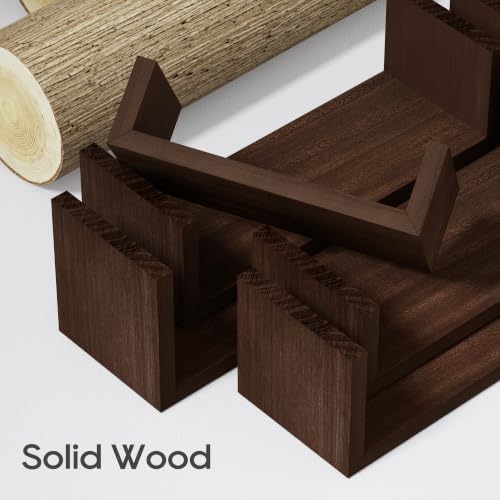 SRIWATANA Dark Walnut Floating Shelves, 5-Piece Set Wood Wall Storage Unit - Image 5