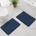 Bcoimo Bath Rug Mat Sets, 2 Piece High Absorbent Chenille Bathroom Mat Navy by Bcoimo