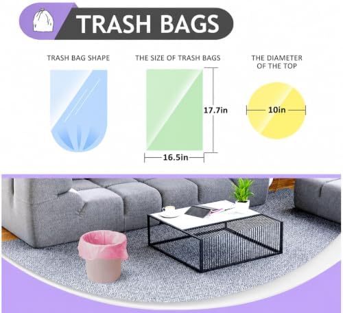 Teivio Small Colorful Clear Trash Bags 1.5 Gallon 168 Count Garbage Bags - Image 2