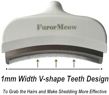 Pet Deshedding Tool with Curve Blade, Cat Grooming Brush, Tight V-shaped Teeth - Image 3